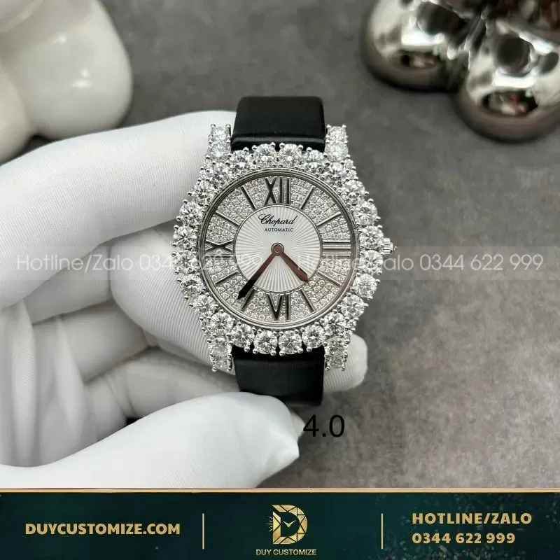Chopard Custom Made 18K White Gold Watch Natural Diamonds 34mm