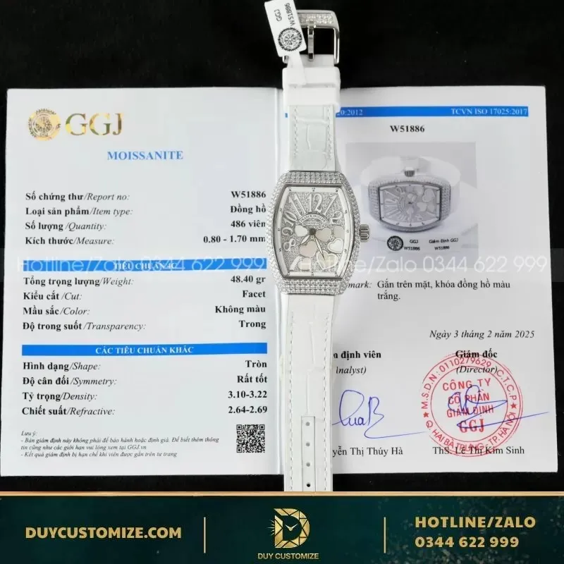 Franck Muller V32 Vanguard Lady Heart Custom Watch Artificial Diamonds 36mm