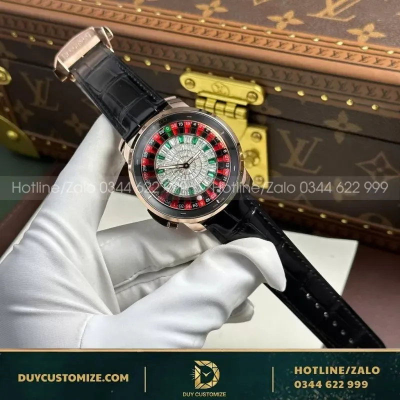 Jacob & Co Casino Roulette Replica 1 1 Watch Black Leather Strap 44mm