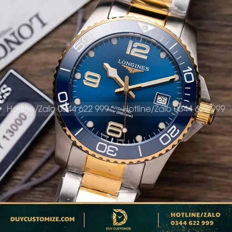 Longines White Case Two-Tone Gold-Plated Bracelet Blue Dial Like-Auth Replica 1:1 Watch