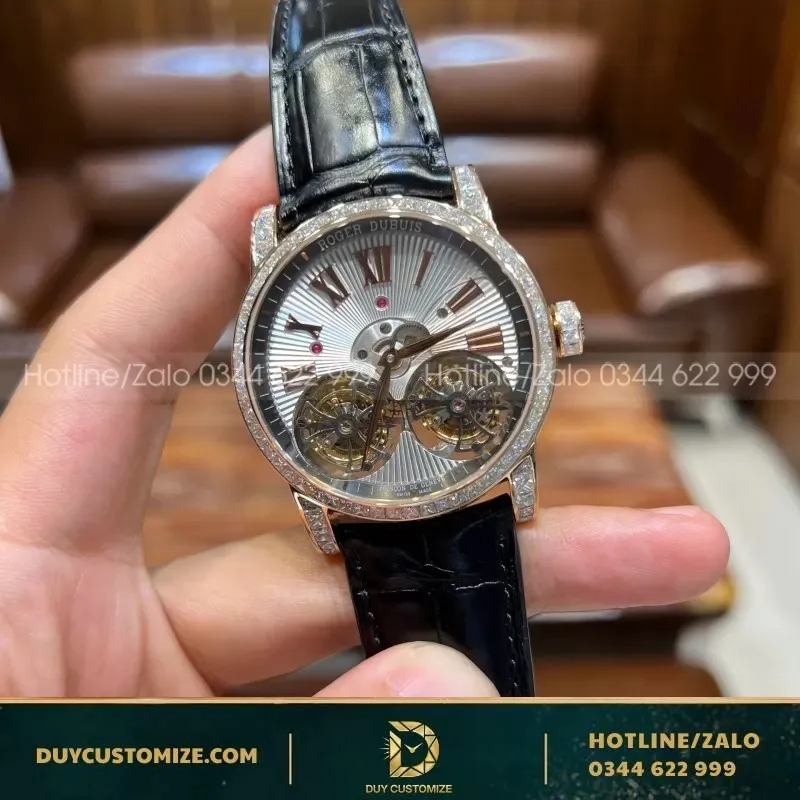Roger Dubuis 18K Rose Gold Watch with Natural Diamonds