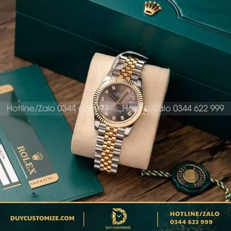 Rolex DateJust Ladies 31MM 278273 Dark Grey Dial 18K Gold Plated Bracelet