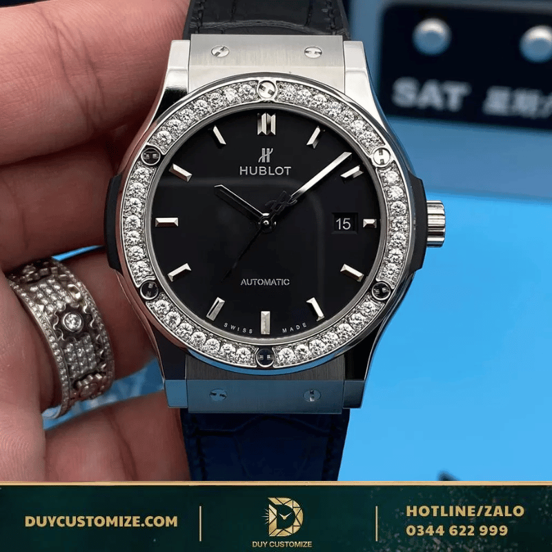 1:1 Fake Hublot Titanium Watch with Natural Diamond Bezel
