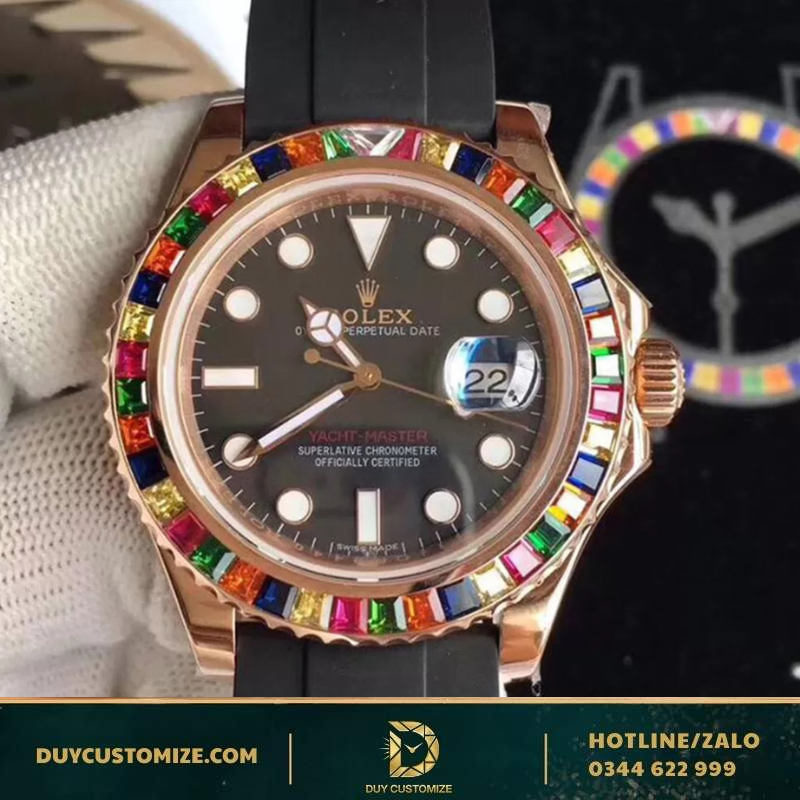 super fake Rolex 1-1 Yacht-Master Rainbow Sapphire watch