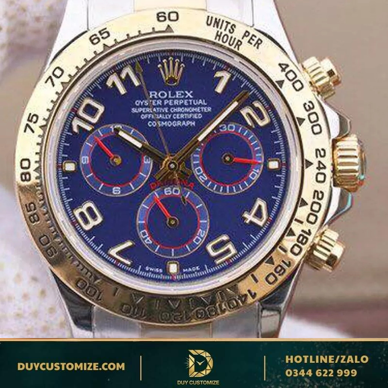Rolex super fake 1:1 Daytona demi gold bleu watch