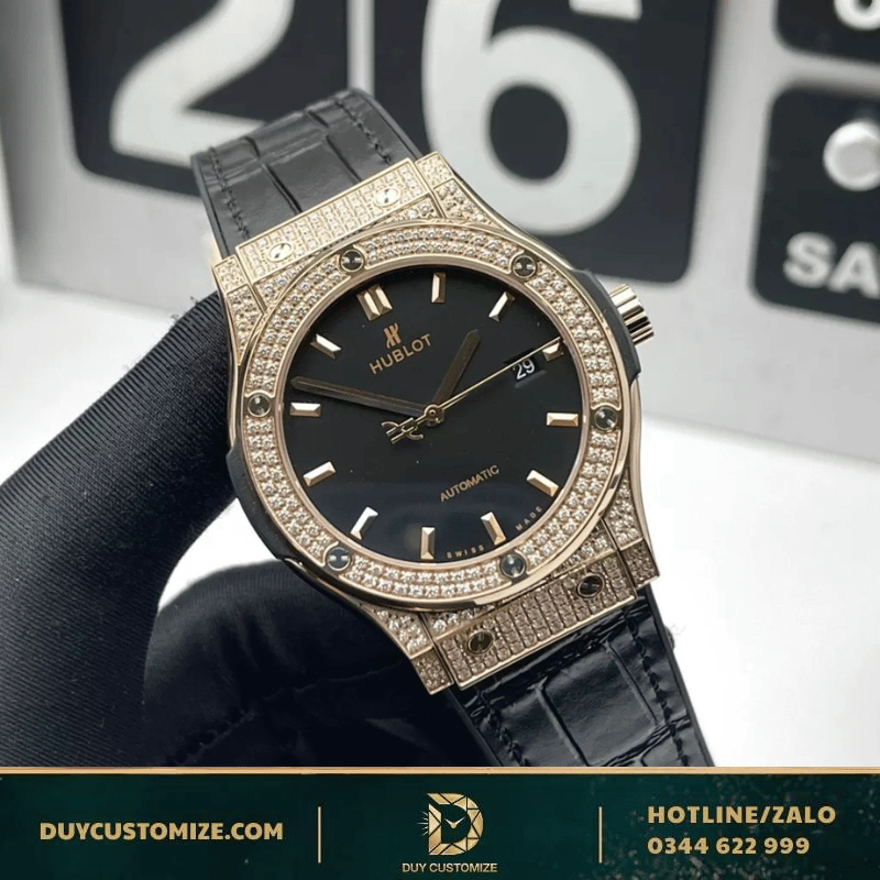 Hublot Classic Fusion 1:1 King Gold Watch with Full Natural Diamond Setting