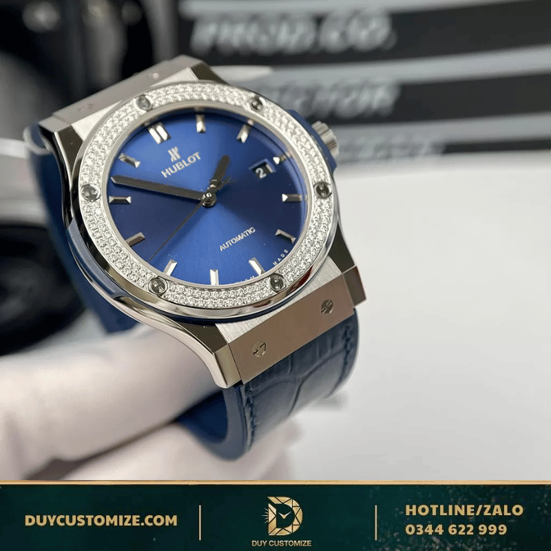 Hublot Classic Fusion Super Fake 1:1 Navy Blue Diamonds Watch