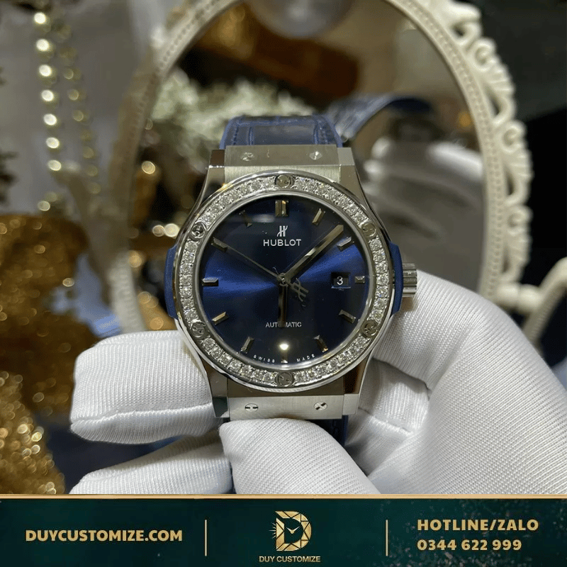 Hublot Replica 1:1 Blue Titanium Watch with Natural Diamond Bezel