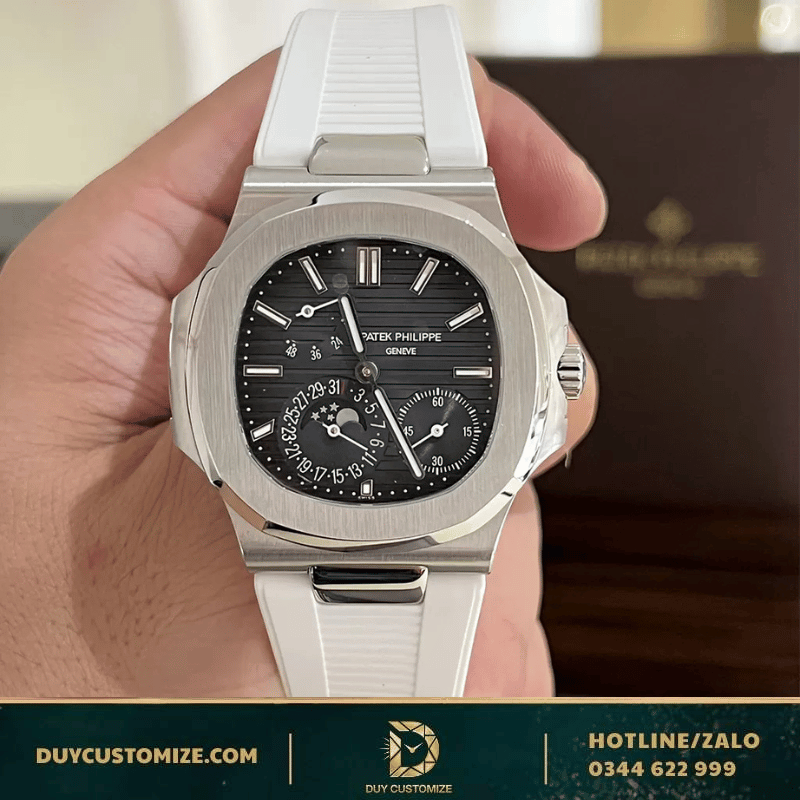 Patek Philippe Nautilus Like Auth 5712G-001 Watch with White Rubber Strap