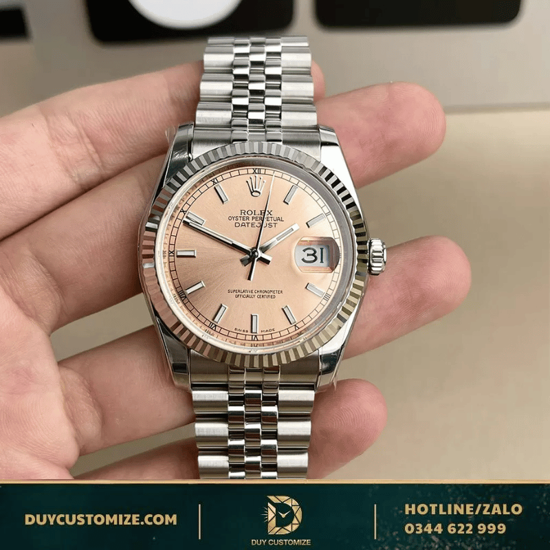 Rolex DateJust Super Replica 1:1 36 116234 Pink Dial Luminous Hour Markers