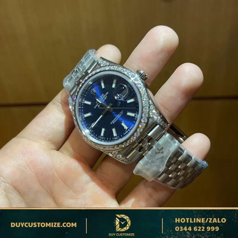 Rolex Datejust Replica 1:1 Blue Watch with Moissanite Diamond Setting