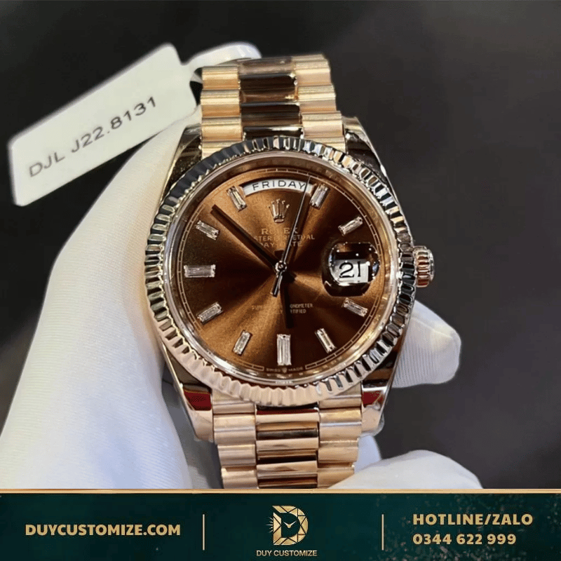 Rolex Day-Date 228235 40 Super Grade Chocolate Dial Diamond Face