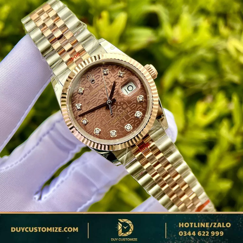 Rolex Datejust Replica 1:1 36 126231, Tropical Leaf Dial, Silver, Luminous Hour Markers, 18k Gold Plated